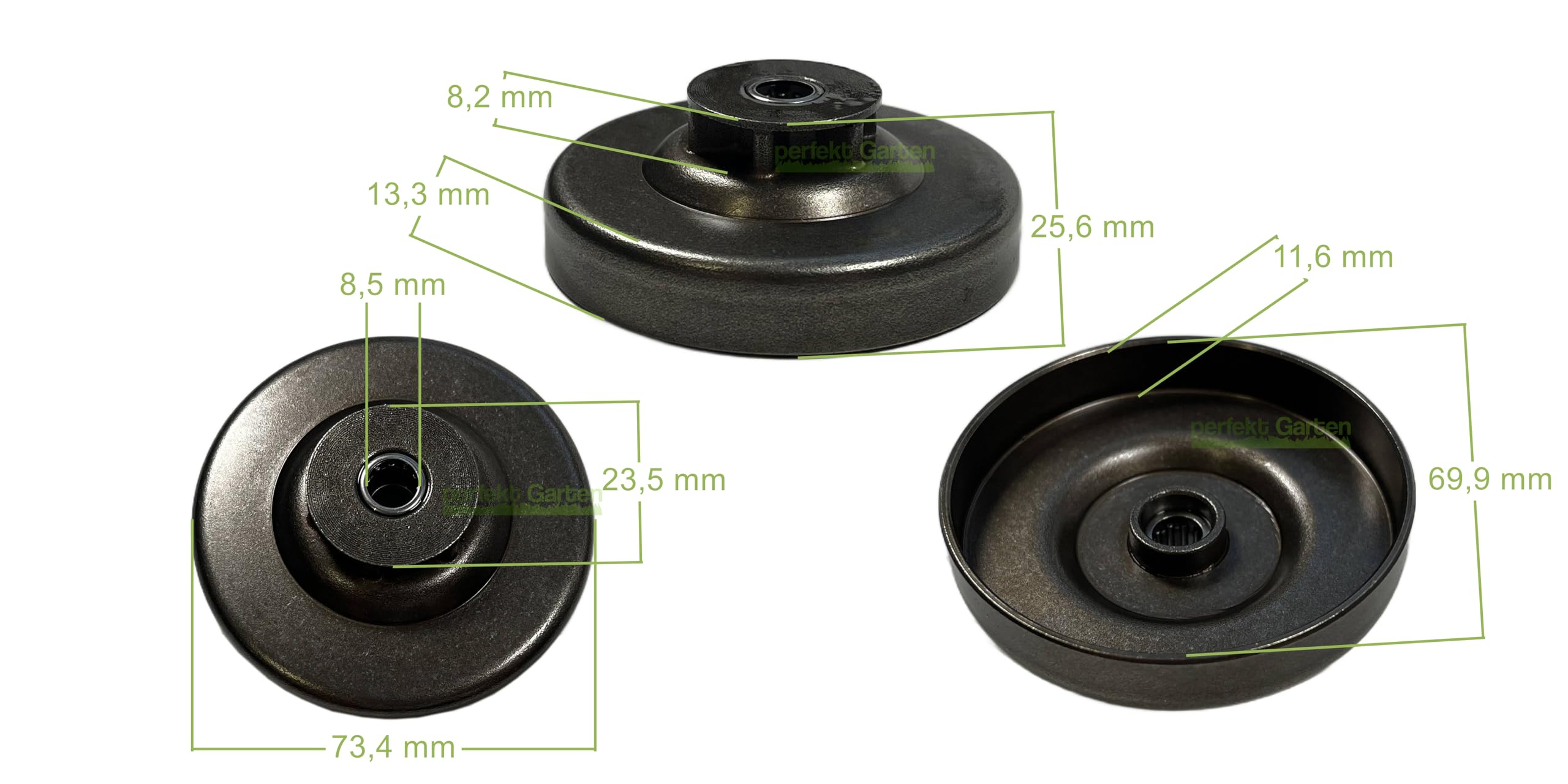 perfektGarten Tambour d'embrayage avec pignon droit + roulement à aiguilles 3/8" 6 dents compatible avec Dolmar PS-34 36 41 45 3410/112130 036223111