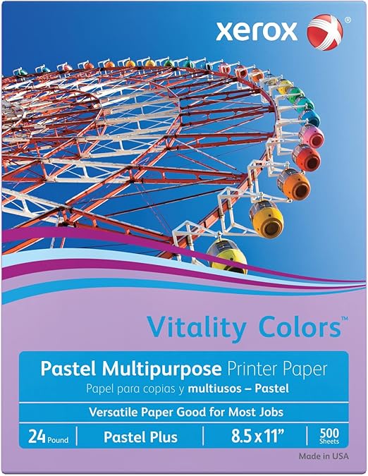 Xerox® Vitality Colors™ Pastel Plus Color Multi-Use Printer & Copy Paper, 1 Ream, Lilac, Letter (8.5" x 11"), 500 Sheets