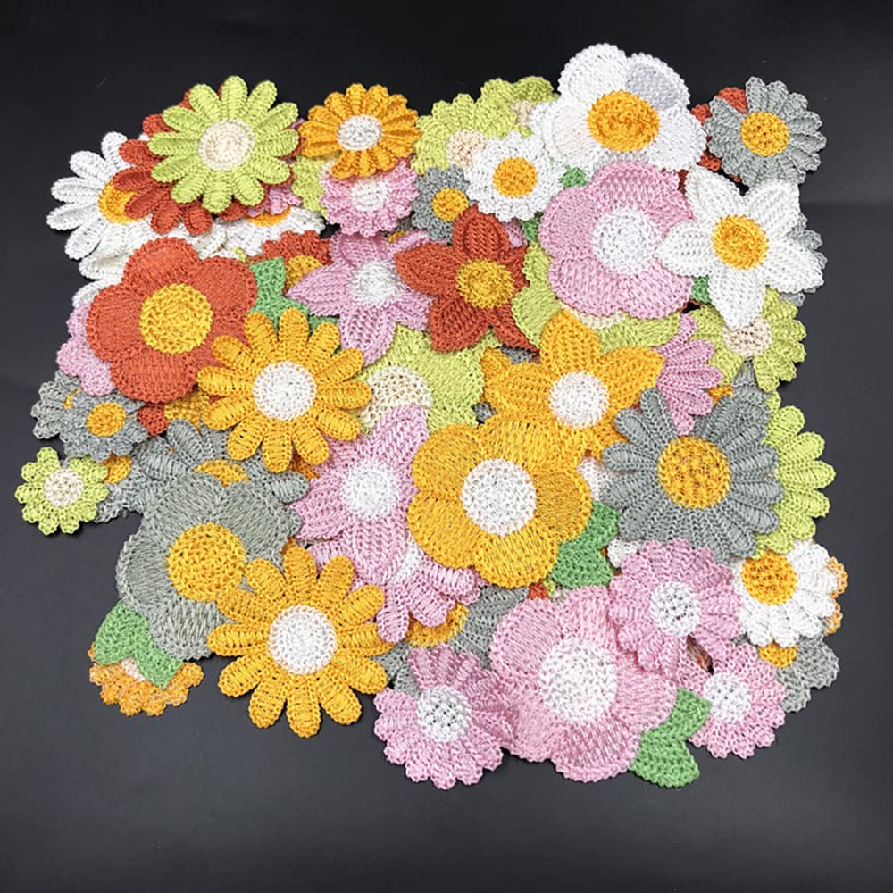 50 Pièces De Patchs à Repasser, Fleurs En Broderie, Autocollants