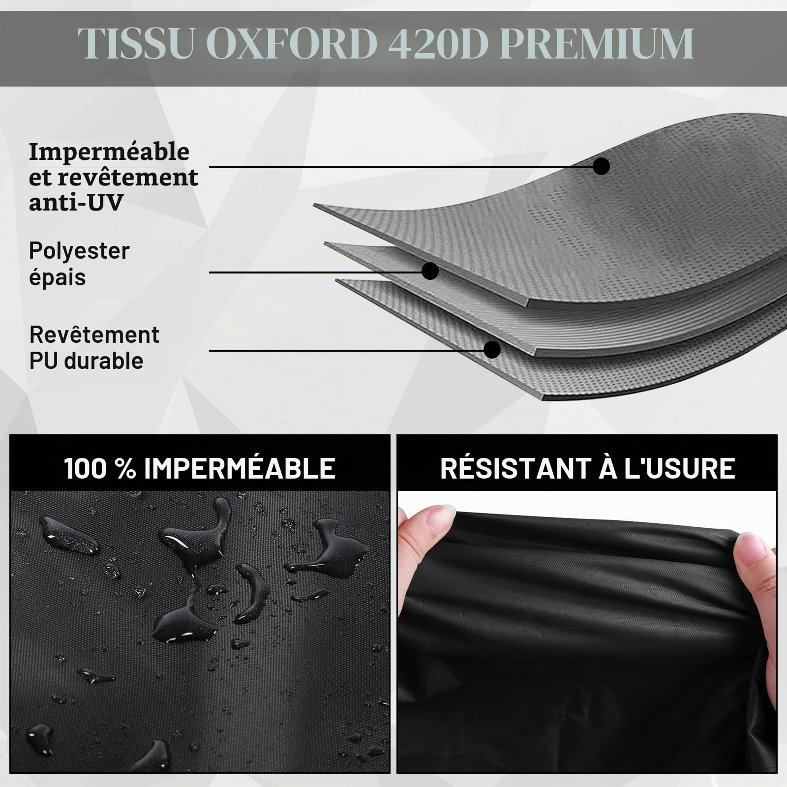 Bâche de protection pour moto, d'extérieur, avec coffre, imperméable et résistante à l'hiver, tissu Oxford 420D, convient pour Piaggio MP3 250/310/300/350/400/500/530 (gris)