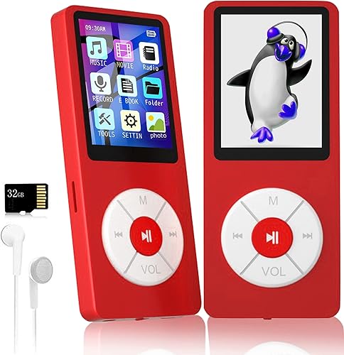 Reproductor de MP3 con tarjeta TF de 32 GB, altavoz HD integrado, reproductor de música portátil de alta fidelidad con videograbadora de vozradio