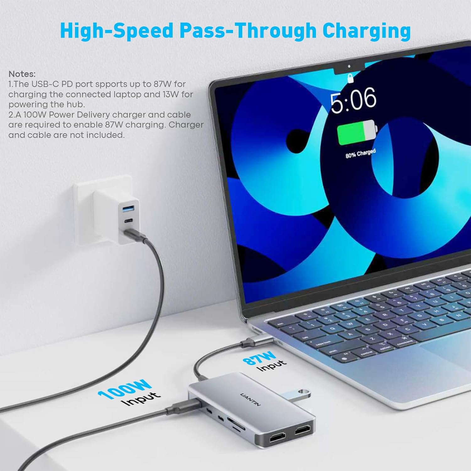 UANTIN USB C Docking Station Dual Monitor, 10-in-1 USB C to Dual HDMI Adapter with 2HDMI Ports, USBC & USBA 3.0, SD/Micro SD, 100W PD, Laptop Docking Station for Dell XPS/HP/Lenovo/Mac/Surface etc