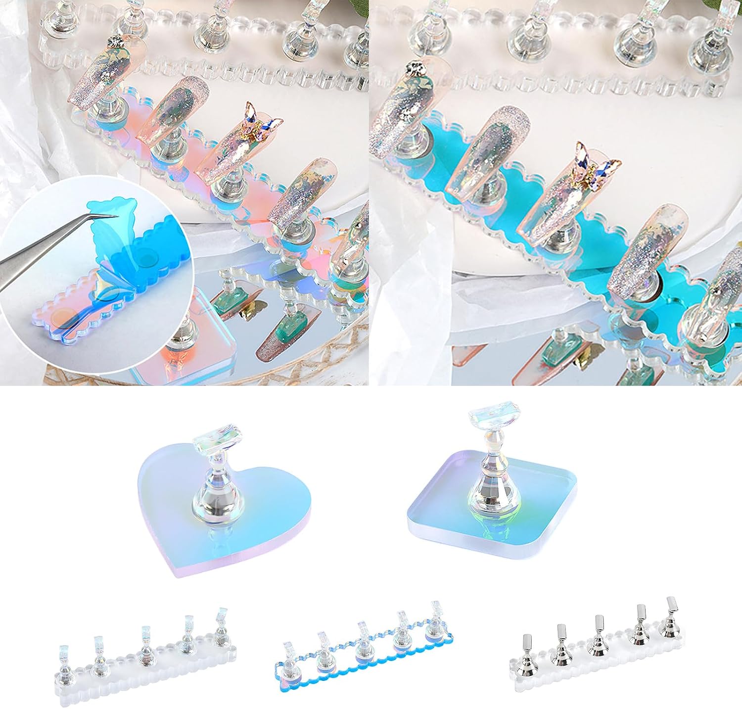 Nail Stand for Press On Nail Holder Acrylic Nails Art Display Stand Magnetic Nail Tips Practice Holder for Nail Salons, Reference Image Details