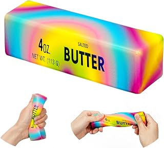 Butter Squishy Toy, Small Realistic Rainbow Butter Squeeze Stress Relief Toy, a Fun Sensory Toy Gift for Casual Parties, Family Gatherings, and Classroom Interactions (Colorful 1PCS, Small)