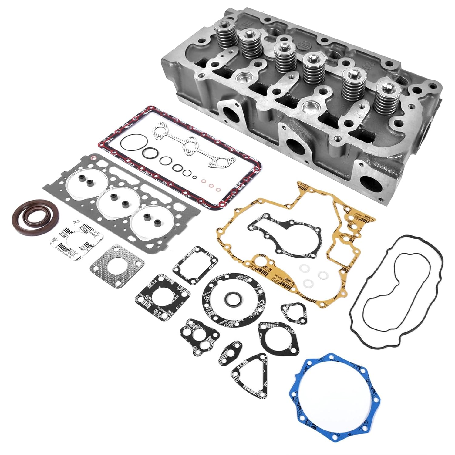 Complete Cylinder Head with Valves & Full Gasket Kit Replacement for Kubota D902 Engine RTV900 Part# H1G90-03040, 1G962-03040