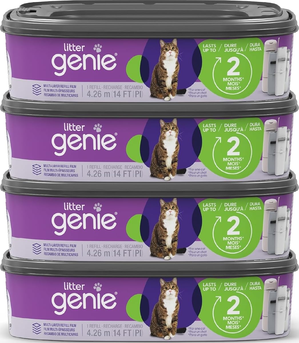 Bolsas de recambio cuadradas estándar Litter Genie, paquete de 4, 56 pies de película continua
