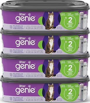 Litter Genie Standard Square Refill Bags, 4-Pack, 56 ft of Continuous Film