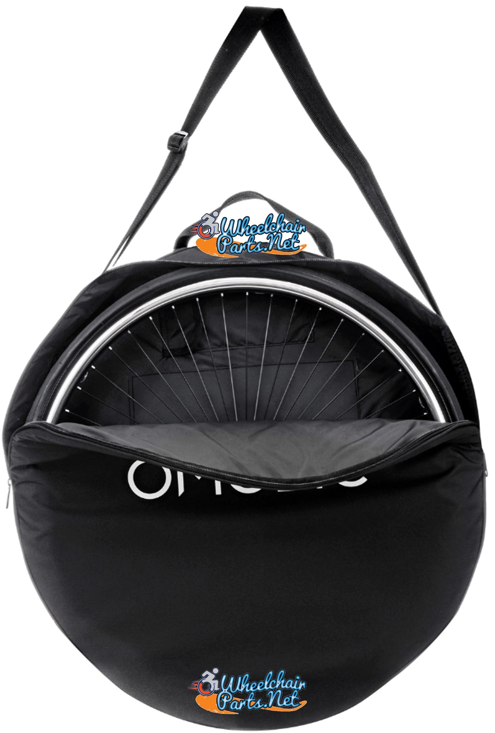 Wheelchairparts.Net Omobic Padded Two-Wheel Bag With Storage Pocket For Quick Release Axles