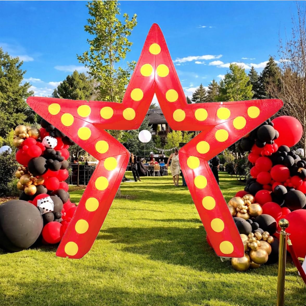 10 Ft Movie Night Party Decorations, Inflatable Large Blow up Star Sign Décor Inflatable Arch Kit with LED Light for Movie Night Party Red Carpet Awards Party Yard Garden Décor - Image 9
