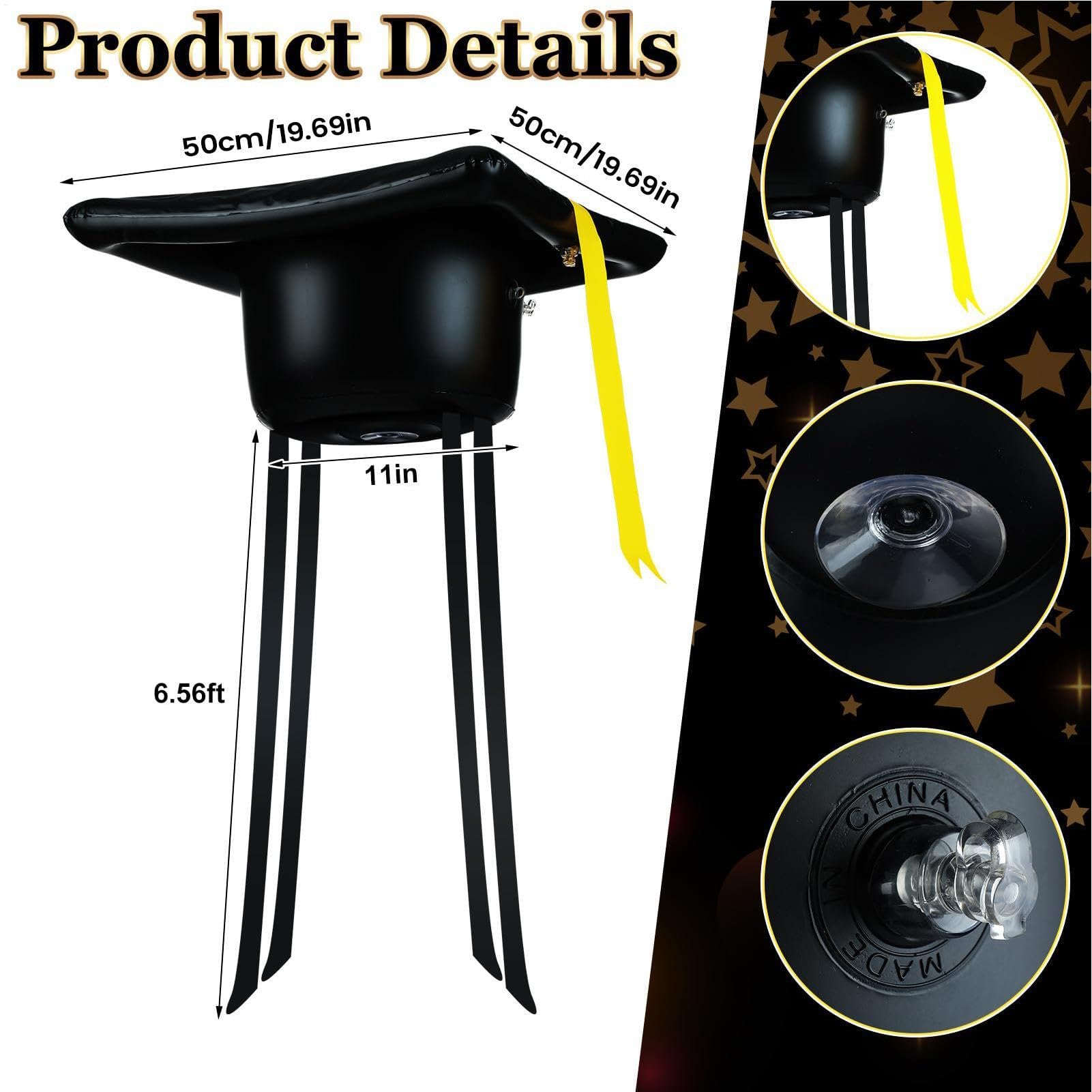 Decorazione tetto auto,Cappello di laurea gonfiabile durevole in PVC,Cappello Di Laurea Gonfiabile Per Tetto Auto - Per Veicoli: Camper, Berlina, Pickup, Trattore, Camion
