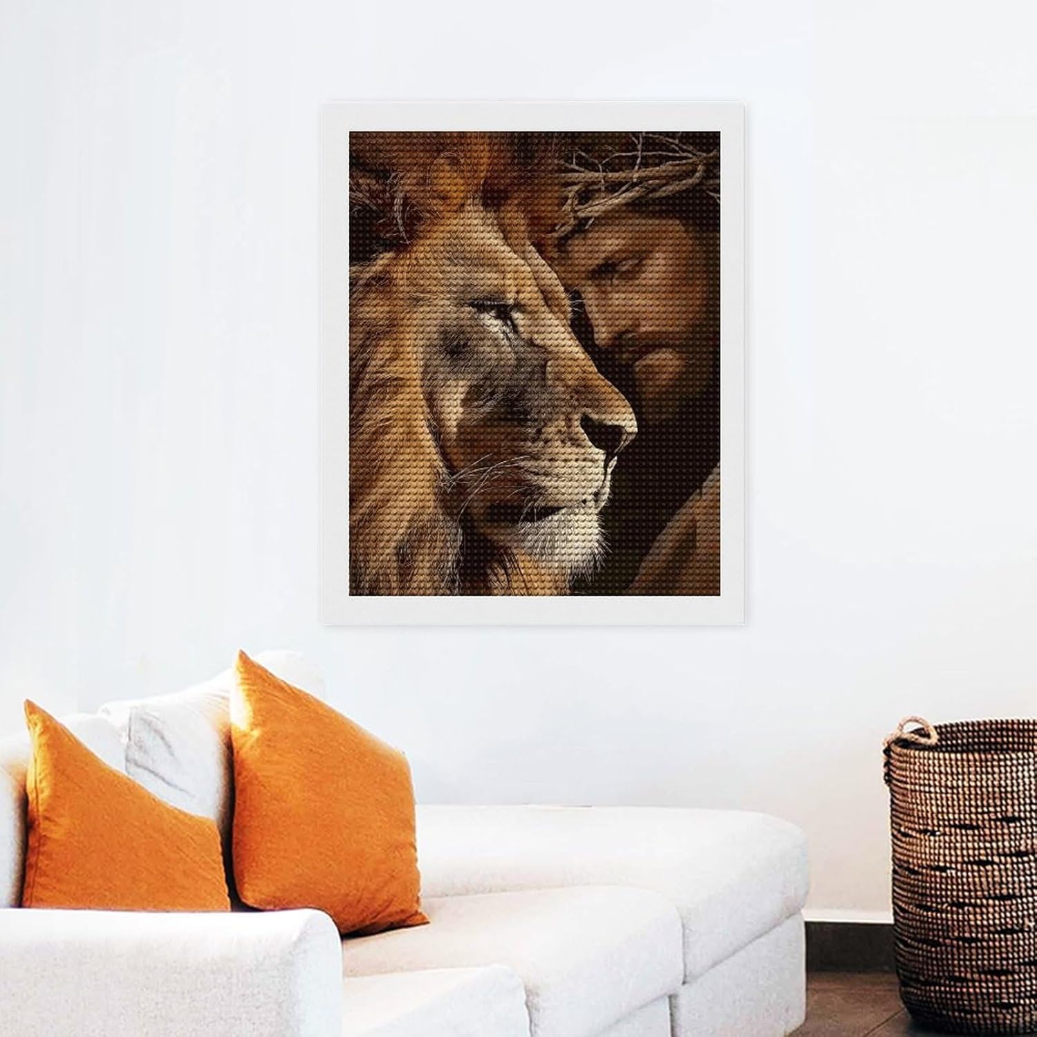 Dolrlasin Jesus and Lion Diamond Art Painting Art Kits for Adults Diamond Art Painting Diamond Art Kits 5D Diamond Art Painting Art Kits for Home Wall Decor 12x16inch