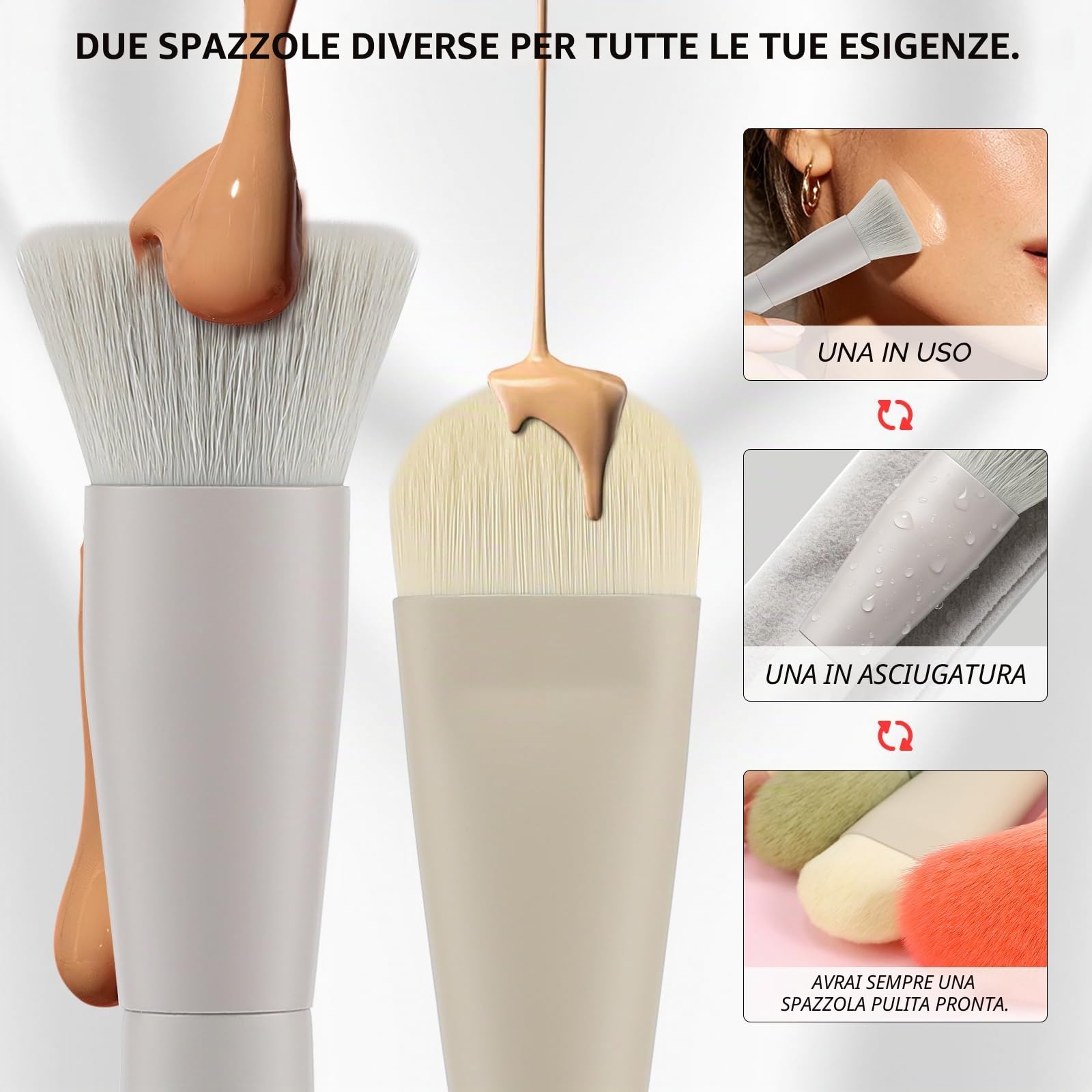 Set Pennelli Make Up 17 Pezzi Synthetic con Spugnetta e Trousse in Pelle PU per Fondotinta, Correttore, Blush, Ombretto