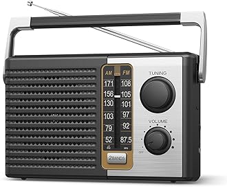 AM FM Radio with Best Reception, Portable Battery Operated Transistor Radios, Headphone Jack, AC Powered, Suit for Senior and Home, Black