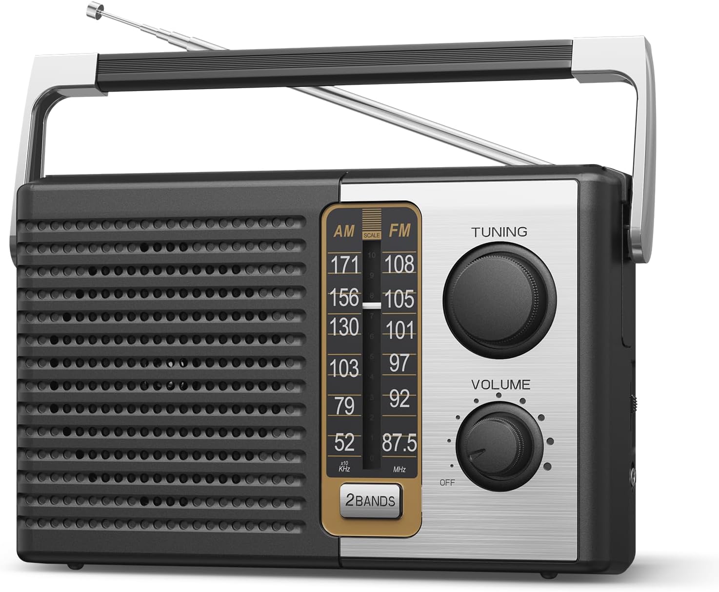 Yewrich AM FM Radio with Best Reception, Portable Battery Operated Transistor Radios, Headphone Jack, AC Powered, Suit for Senior and Home, Black