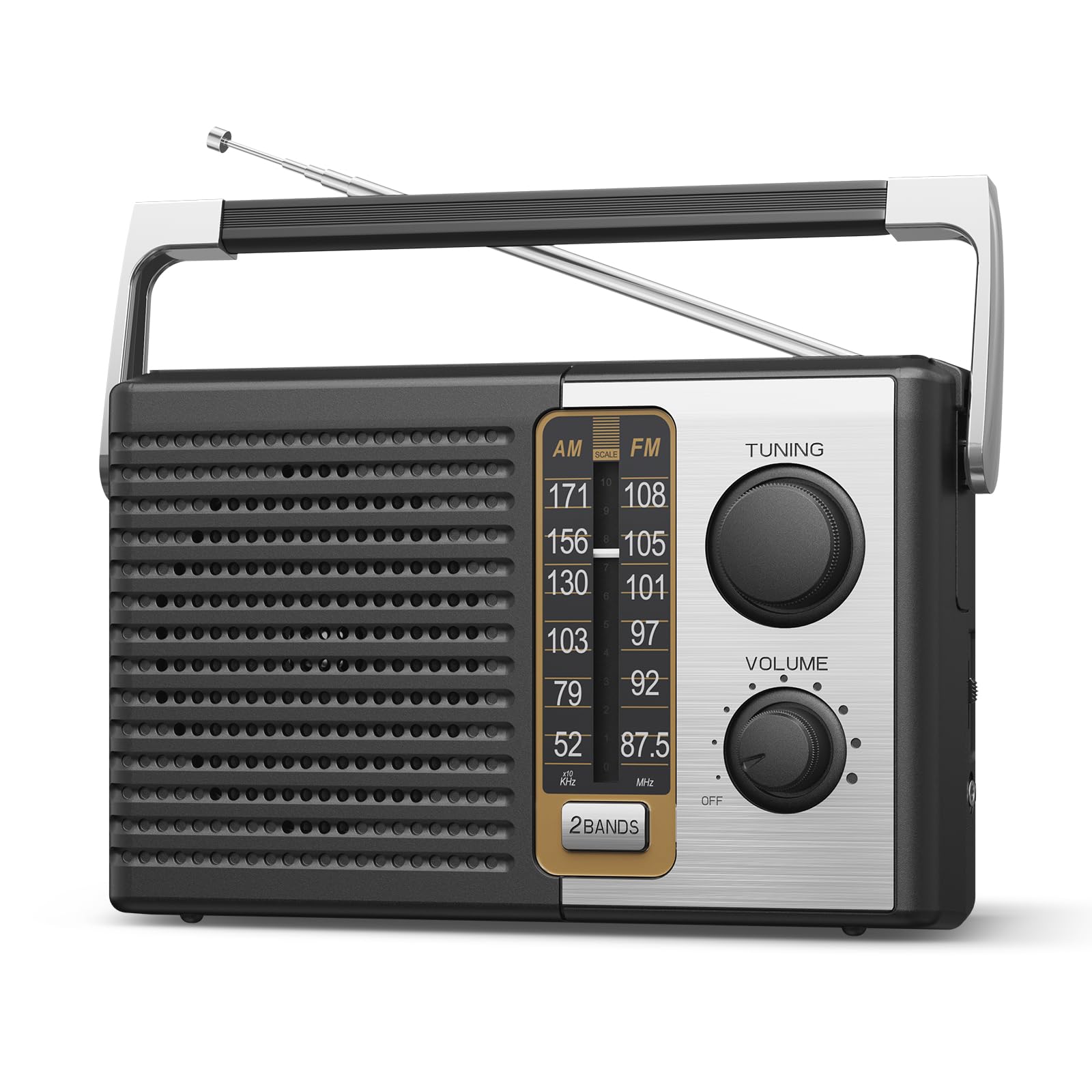 AM FM Radio with Best Reception, Portable Battery Operated Transistor Radios, Headphone Jack, AC Powered, Suit for Senior and Home, Black