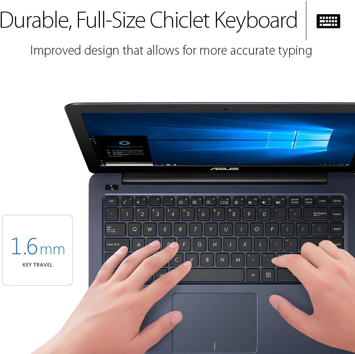 ASUS L402SA Portable Lightweight Laptop PC, Intel Dual Core Processor, 4GB RAM, 32GB Flash Storage with Windows 10 with 1 Year Microsoft Office 365 Subscription