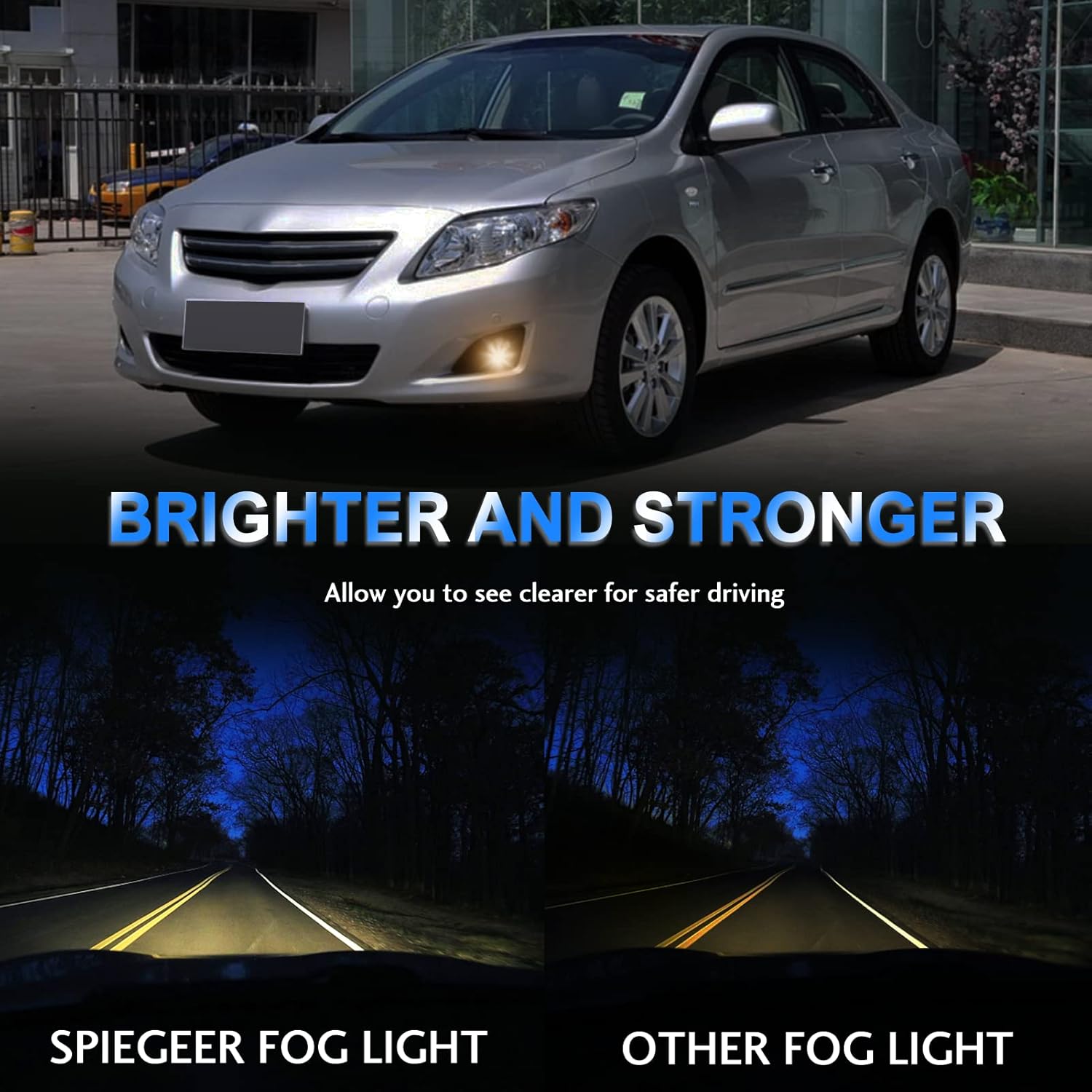 Fog Lights Assembly for 2008 2009 2010 Toyota Corolla Altis Replacement Kit with Wiring & Switch H11 12V 55W Halogen Bulbs