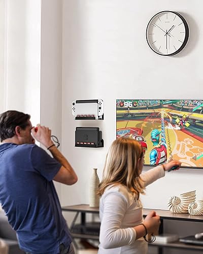 Miniatura 8 de ZAONOOL Soporte de pared para Nintendo Switch y Switch OLED, accesorios de soporte de estante de montaje en pared con 5 soportes para tarjetas de