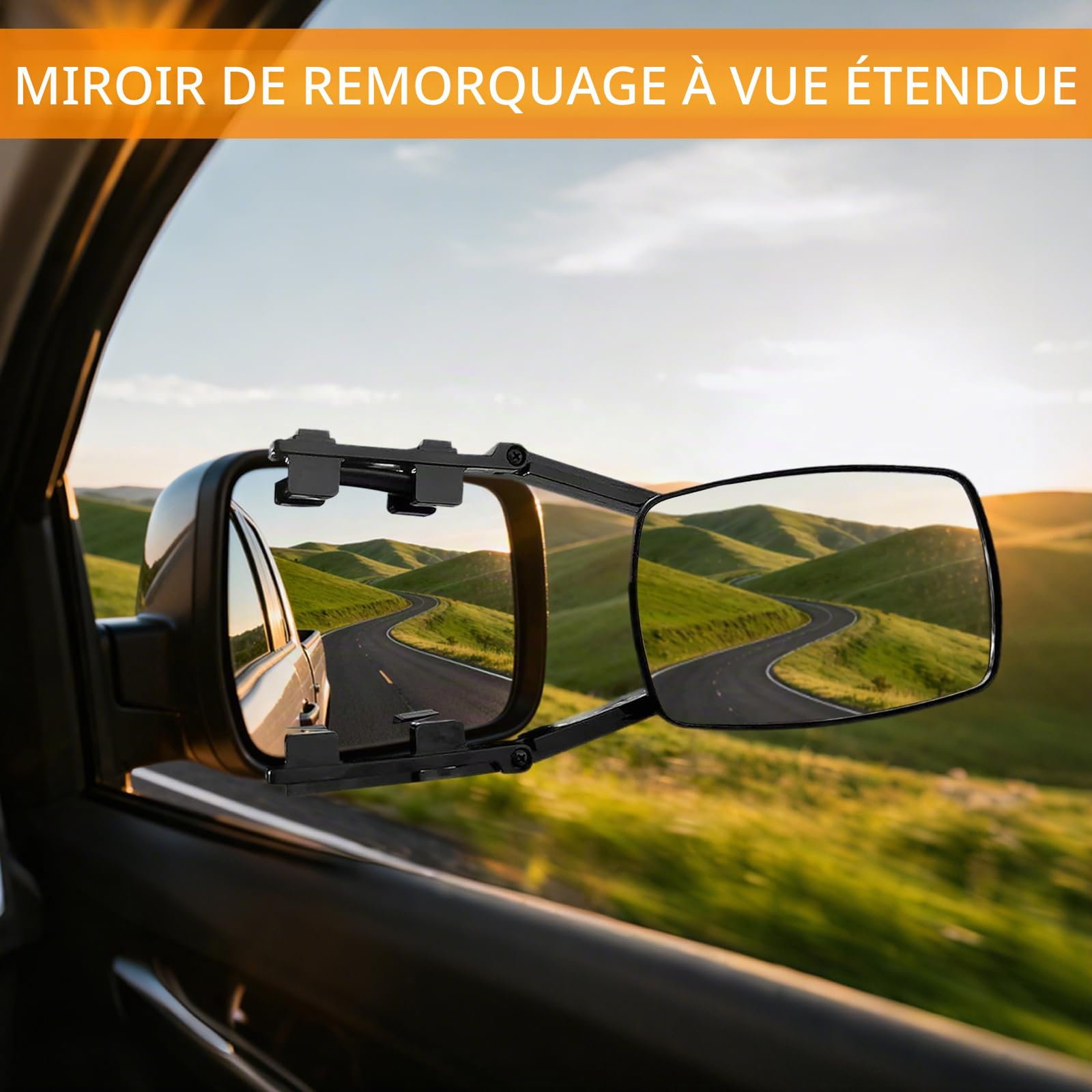Jeu 2 Rétroviseurs Universels pour Caravane et Remorquage, Rétroviseur d'extension Extérieurs Réglable - Compatibles avec Tous les Types de Véhicules Courants
