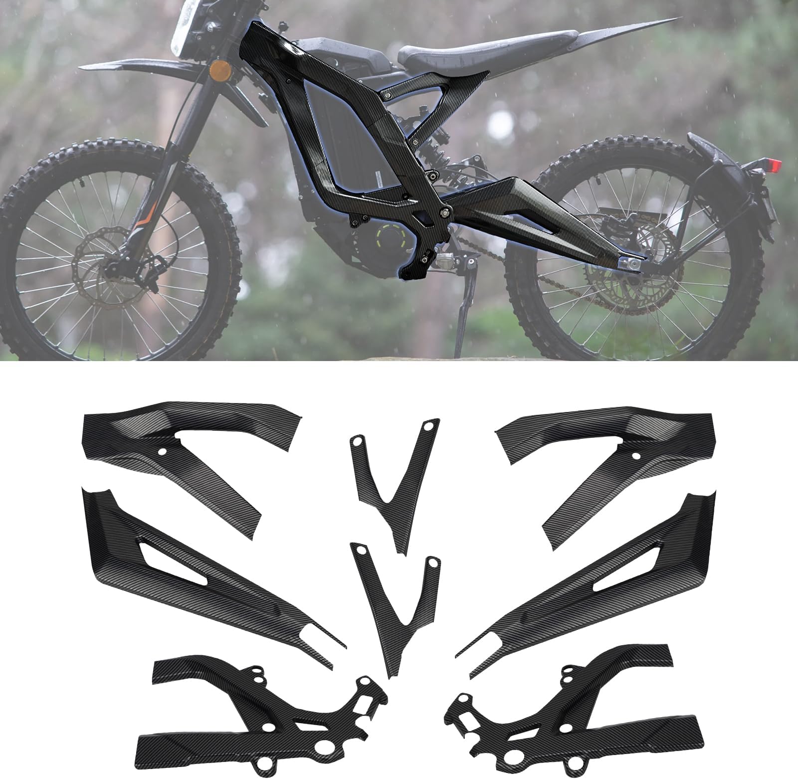 Body Frame Protective Cover Fit For Sur-Ron Light Bee X, Body Frame Protector Guard Sticker, E-Bike Accessoires for Sur-Ron (Carbon Pattern)