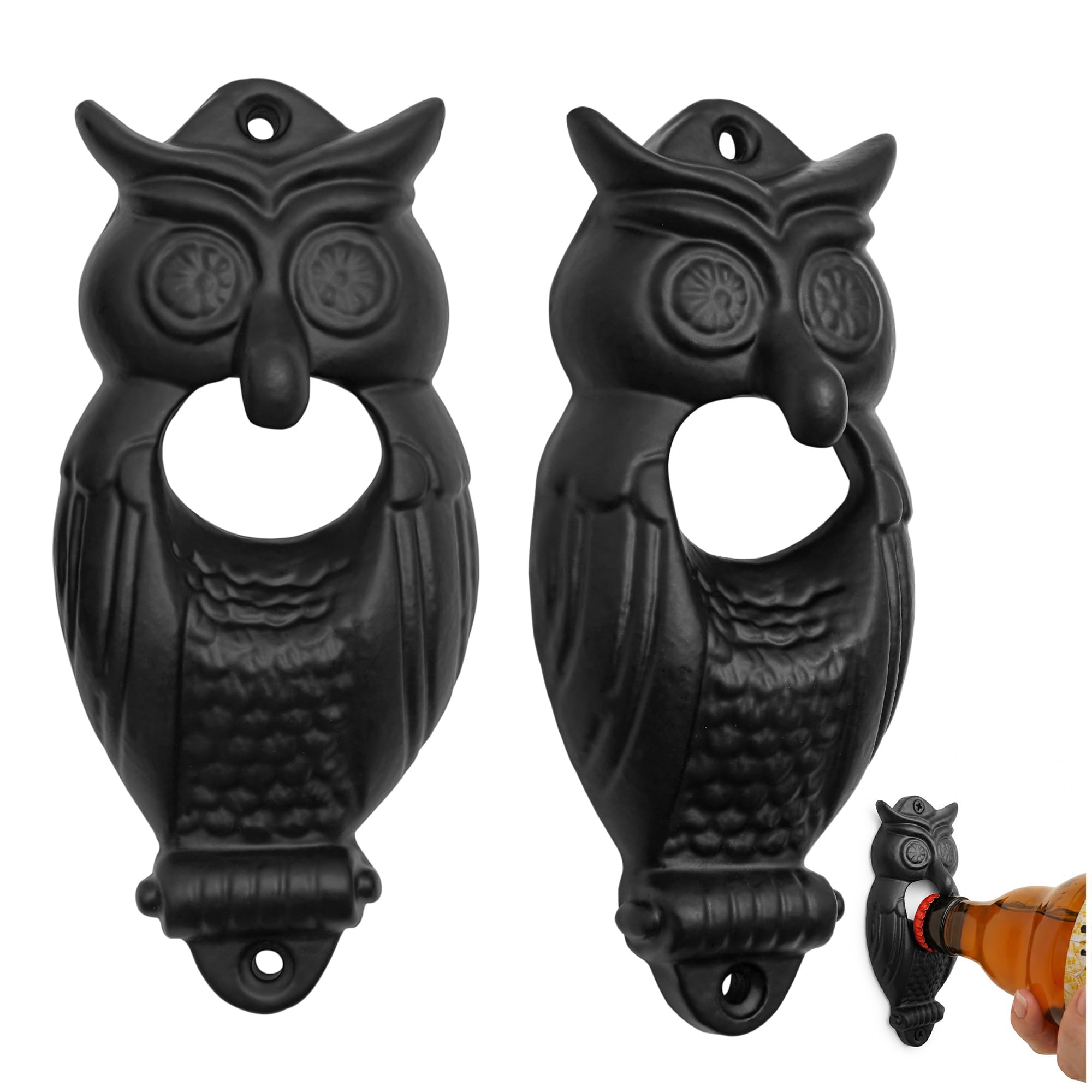 Décapsuleur mural en fonte rustique Mystic Colonial (Lot de 2 avec vis de fixation, 11,3 x 5,8 cm)