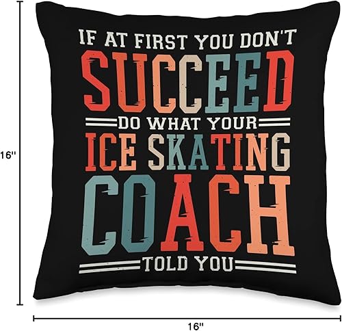 Miniatura 6 de Ice Skating Coach Accessories  Ice Skater Trainer If At First You Dont Succeed - Almohada de patinaje sobre hielo 18 x 18 pulgadas multicolor