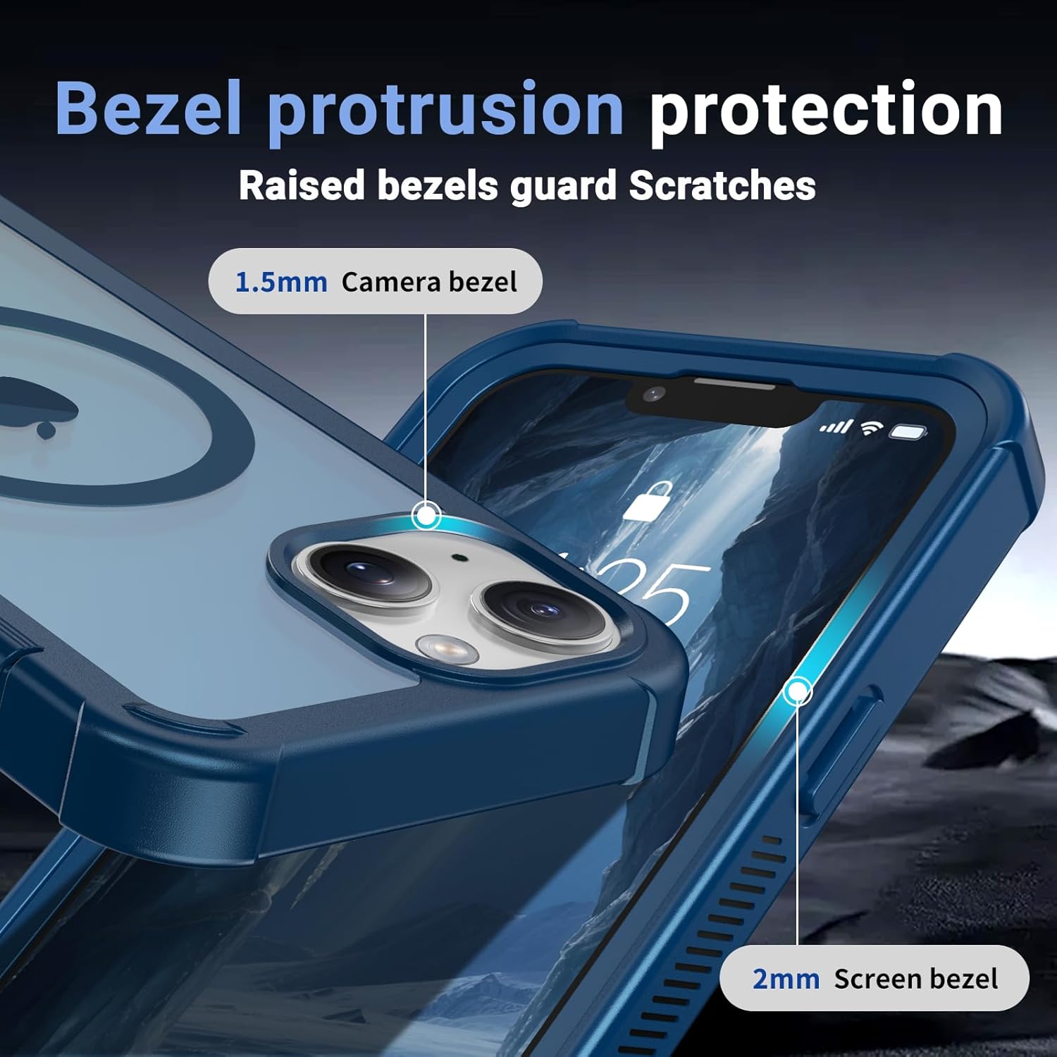 Magnetic for iPhone 14 Case, [Compatible with MagSafe][Military Grade Drop Protection][Heavy Duty Protection][Non-Slip][Shockproof] 2-Layer Durable Bumper Phone Case 6.1''-Deep Blue