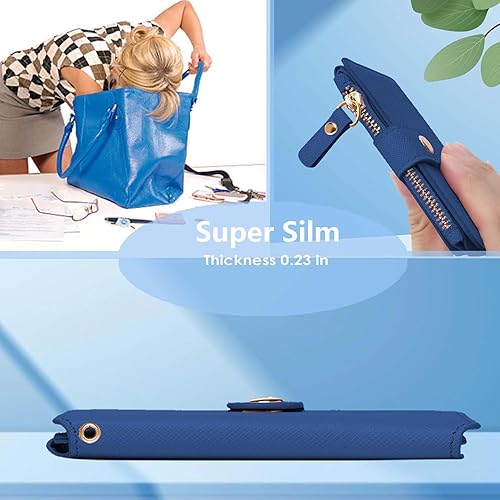 Miniatura 7 de M-Plateau Cartera con llavero para mujer, tarjetero de crédito para mujer con llavero de metal para llaves de coche, mini monedero para mujer con