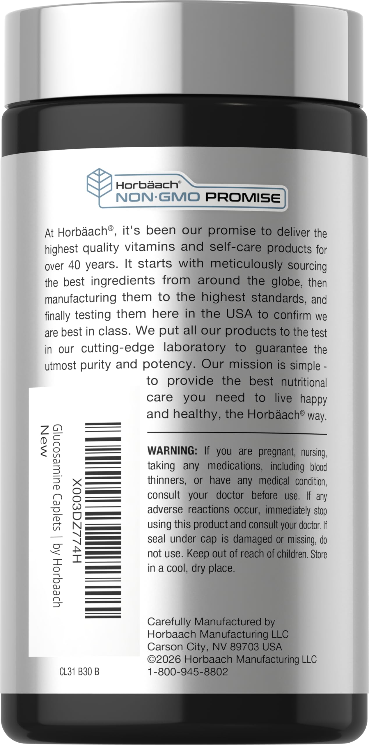 Horbäach Glucosamine HCL | 1500mg | 120 Caplets — Amazon image 3