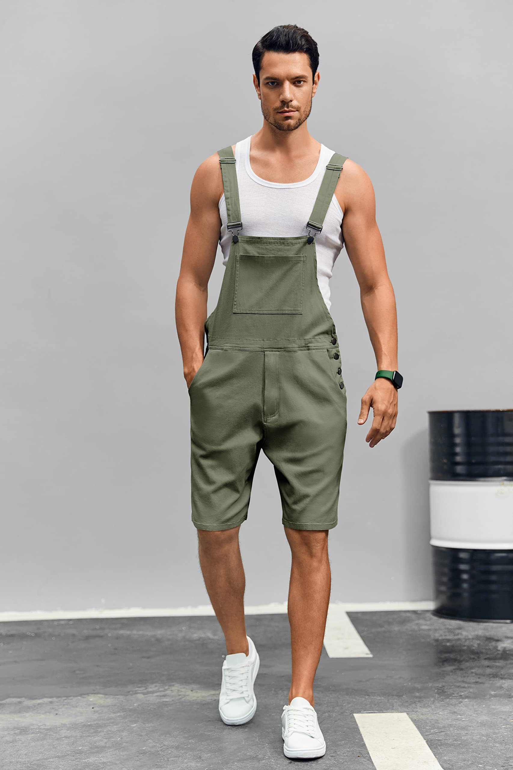 Runcati Mono vaquero para hombre, de algodón, con bolsillos, corte holgado, para hombre