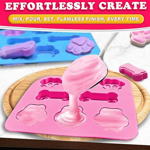 Miniatura 4 de 3 moldes de silicona de pata de cachorro y hueso, molde antiadherente para dulces, bandejas reutilizables para cubitos de hielo para perros