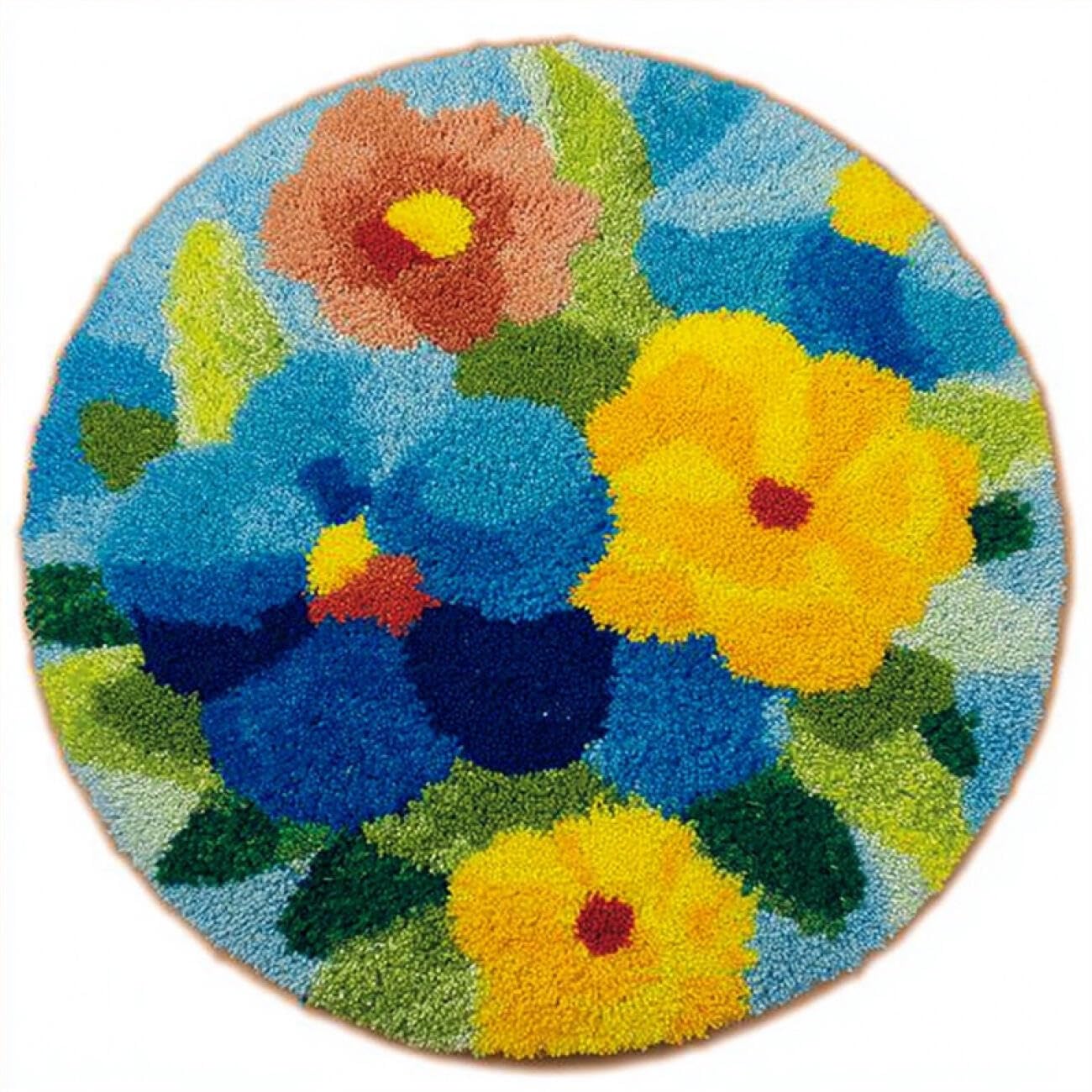 Kitquiver Latch Hook Rug Kits Colorful Flowers 100x100cm