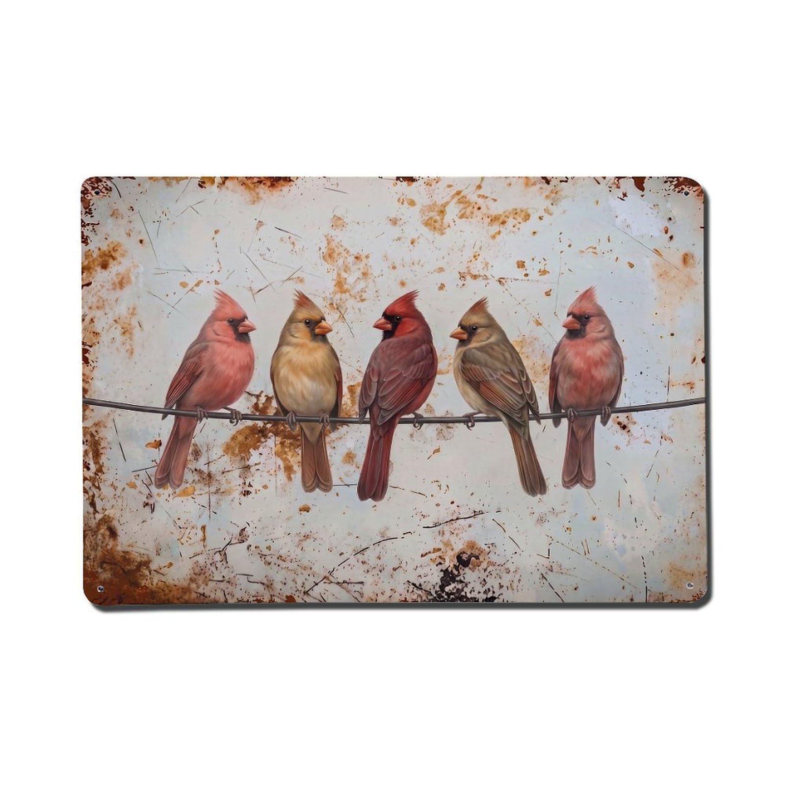 Vintage Retro Birds Cardinal Metal Tin Sign
