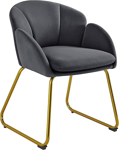 Yaheetech Sillón de terciopelo en forma de flor, moderna silla auxiliar con patas de metal dorado para sala de estar, vestidor, dormitorio, oficina