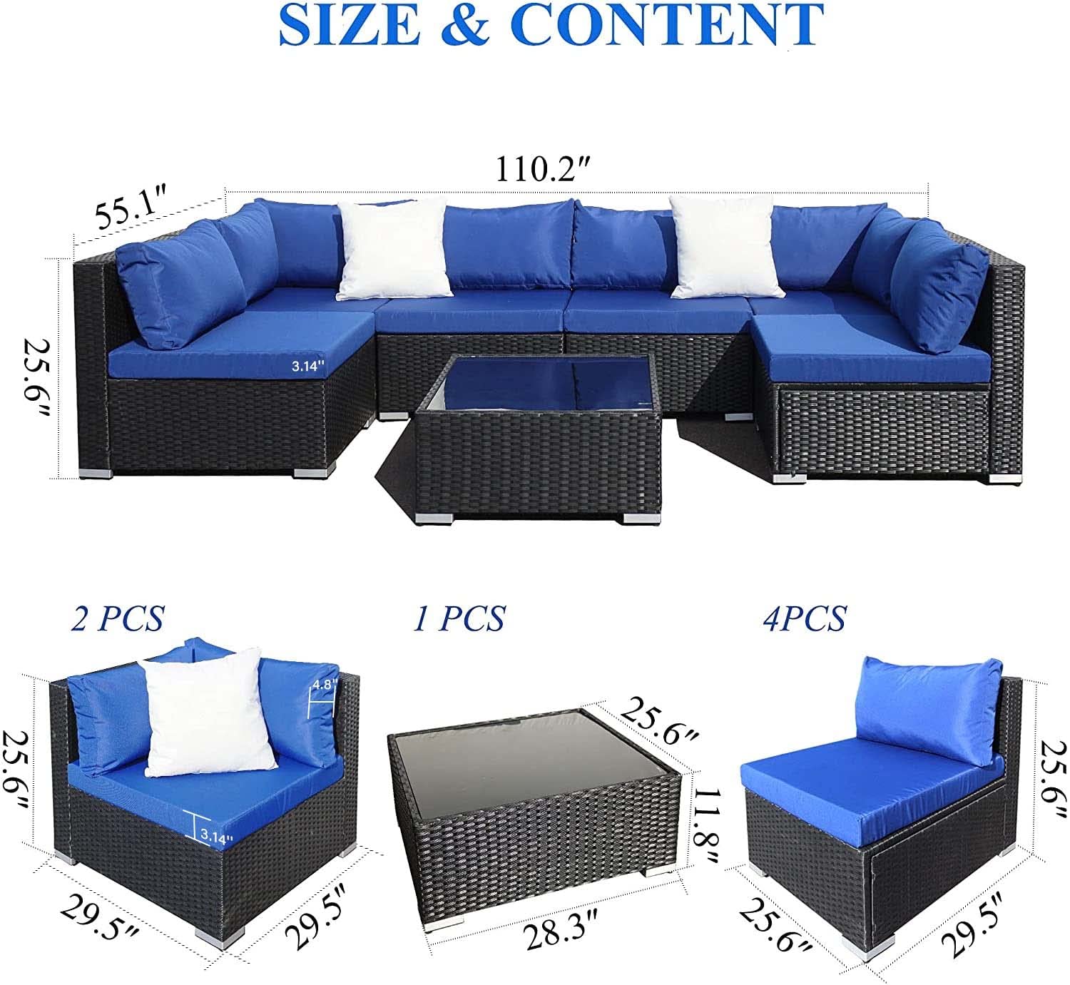 Buy Updated7 Piece Patio Furniture Set, Outdoor Sectional Sets, Patio Sectional Sofa, PE Wicker