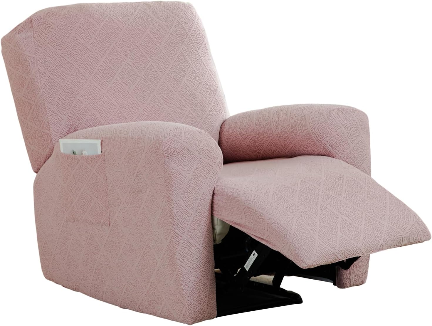 CRFATOP Jacquard Recliner Slipcovers with Arms 4 Pieces Lazyboy Recliner Chair Cover Non Slip Recliner Slip Covers for Recliner Chair with Storage Pockets Furniture Protector for Living Room,C08