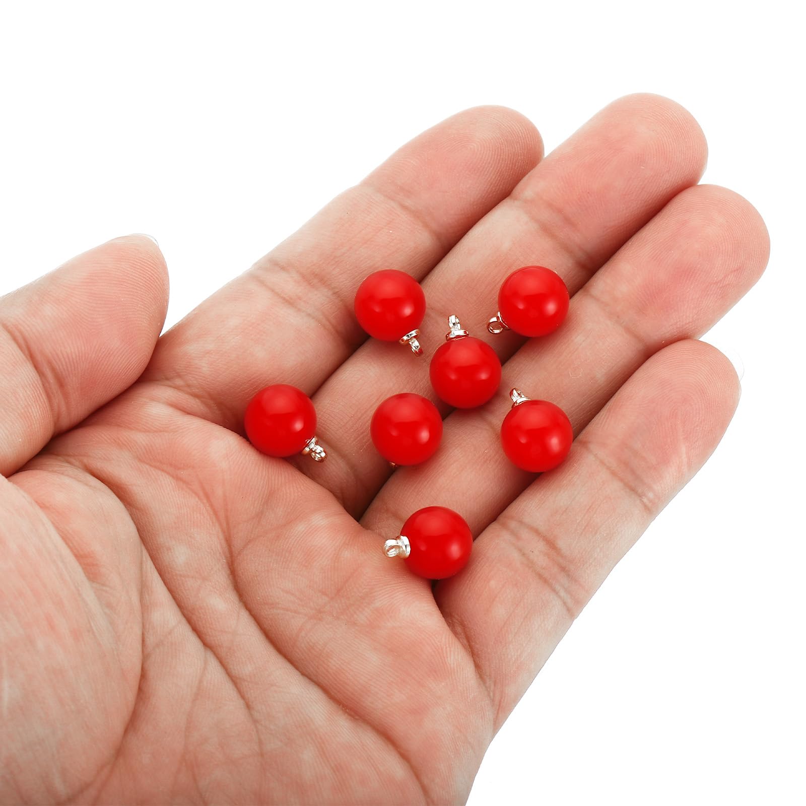 PATIKIL (10mm Pearl Charm, 150Pcs Pearl Beads Faux Pearl Pendant Charm Beautiful Designer DIY for Making s s Wedding Crafts,Silver Red - Image 4