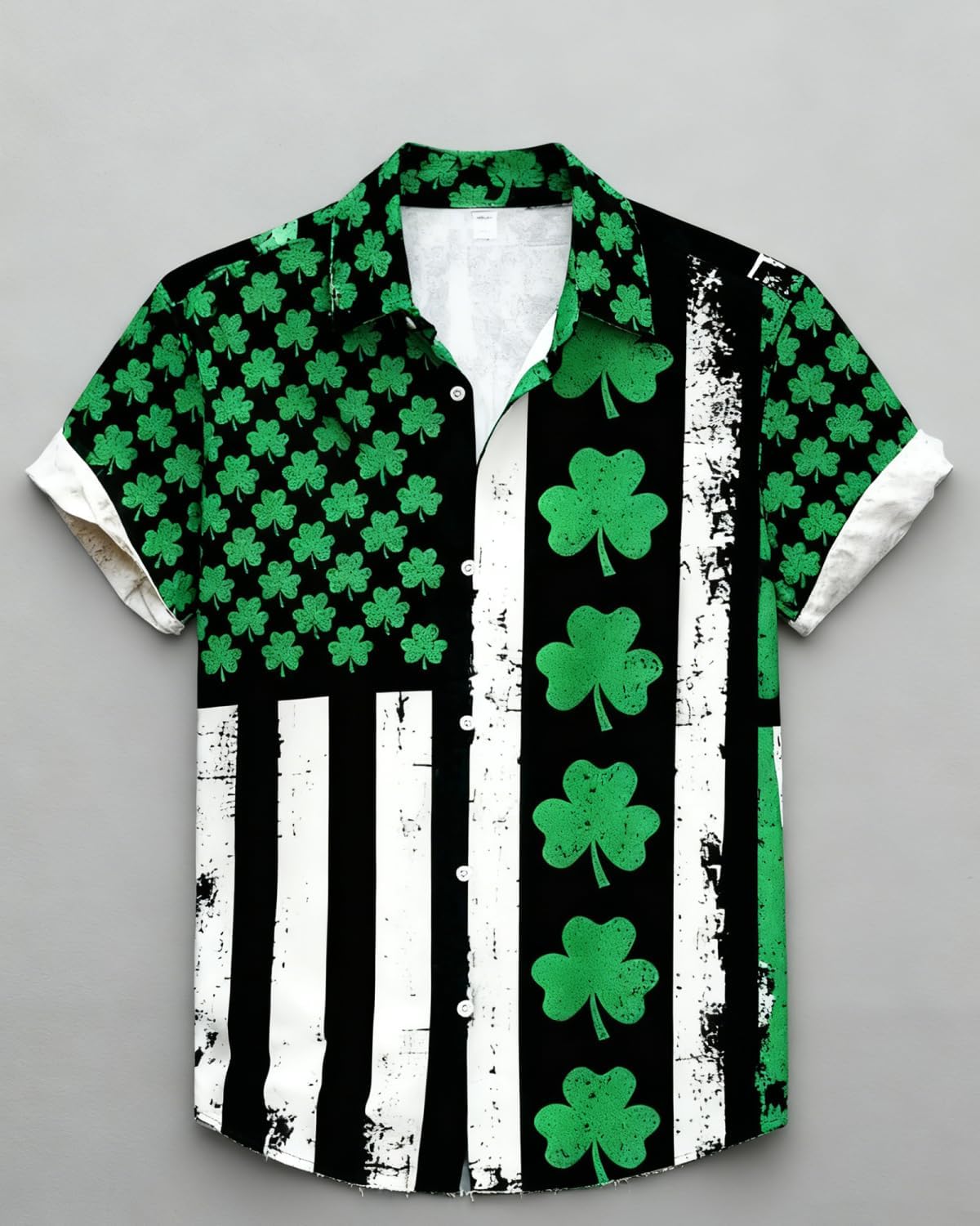 Mens St Patricks Day Shirt Shamrock Printed Retro Bowling Short Sleeve Casual Button Down Holiday Shirts - Image 6
