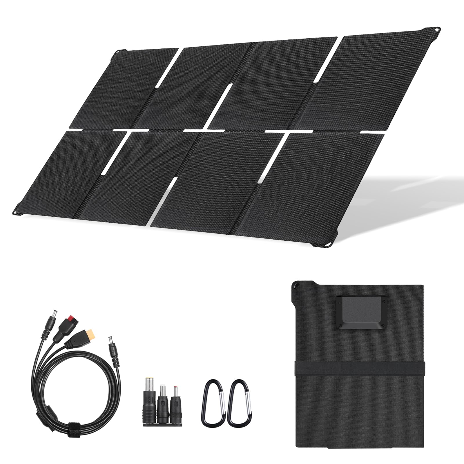 Przenośna ładowarka do paneli słonecznych 100 W z szybkim ładowaniem USB/Type-C/DC 25 W USB-C na kemping z plecakiem