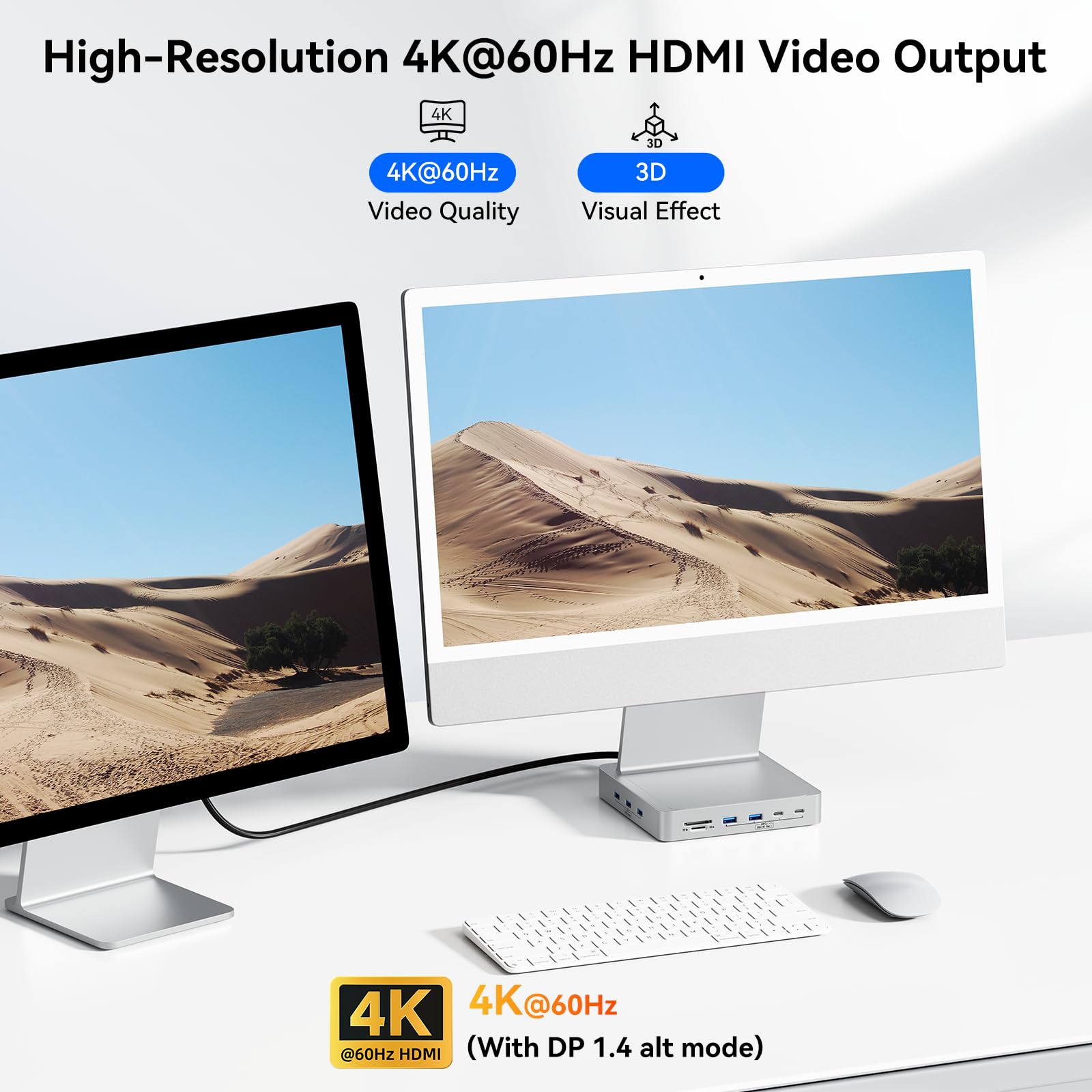 Docking station USB C a 13 porte per iMac 24" 2021/2023, 5 porte USB-A e 2 porte USB-C 3.0 con 5 Gbps, HDMI 4K@60Hz, Ethernet 1Gbps, DC 5V, slot per schede SD/TF, hub USB iMac M1/M3 con alloggiamento