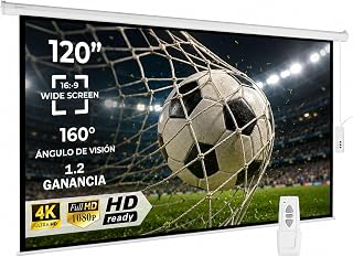 RACK & PACK AUDIOTEK Pantalla para Proyector 120 Pulgadas Eléctrica Motorizada 16:9 Control Remoto Compatible 4K 1080p Full HD 3D Tecnología Blackout Cine en Casa