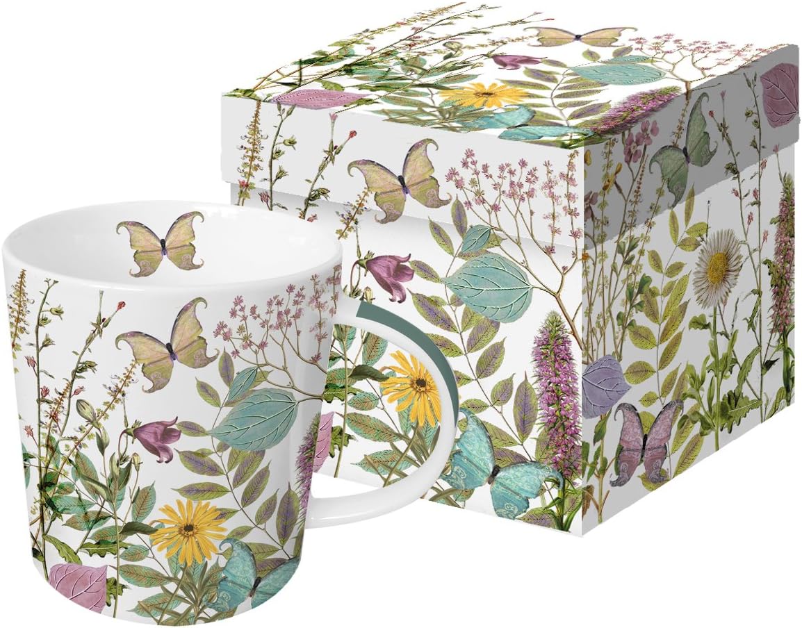 Paperproducts Design Decorative Bone China Mug Gift Box Set - Beverages, Hot, Cold Drinks, Tea – Artistic Designs, Decorated Mugs – 13.5 Ounces, Color Bakery/Art Licensing.Com Kensington Garden Design