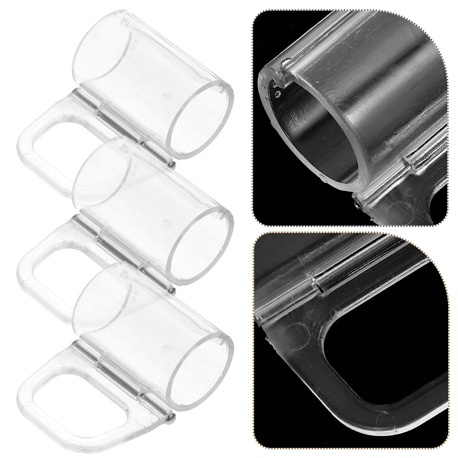 4 Ensembles Crochets Transparents pour Stores Enrouleurs Poignées Légères Clips pour Tringles De Rideaux sans Perçage Installation Simple 6 Pièces * 4