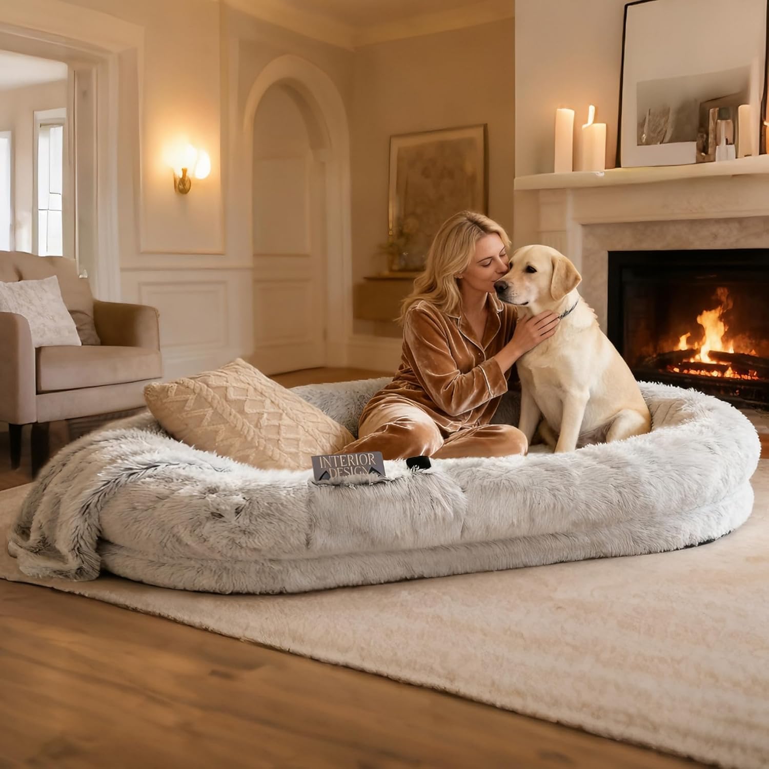 Grey Human Dog Bed - 71''x45''x12'' Size Fits Adult and Pet by LOVEPals