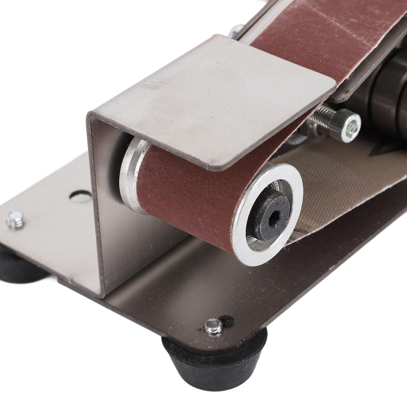 Ponceuse à Bande Stationnaire, Ponceuse à Rouleaux électrique Ponceuse à Bande avec Bandes Abrasives Disques de Ponçage Accessoires Machine de Polissage Réglable en 7 étapes avec