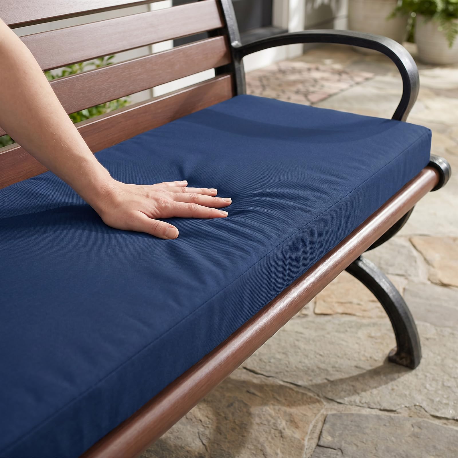 Cojín de banco impermeable de tamaño personalizado para interiores y exteriores, cómodo cojín de asiento de repuesto para jardín, patio, mecedora, tumbona, muebles de mimbre, sofá biplaza y sofá