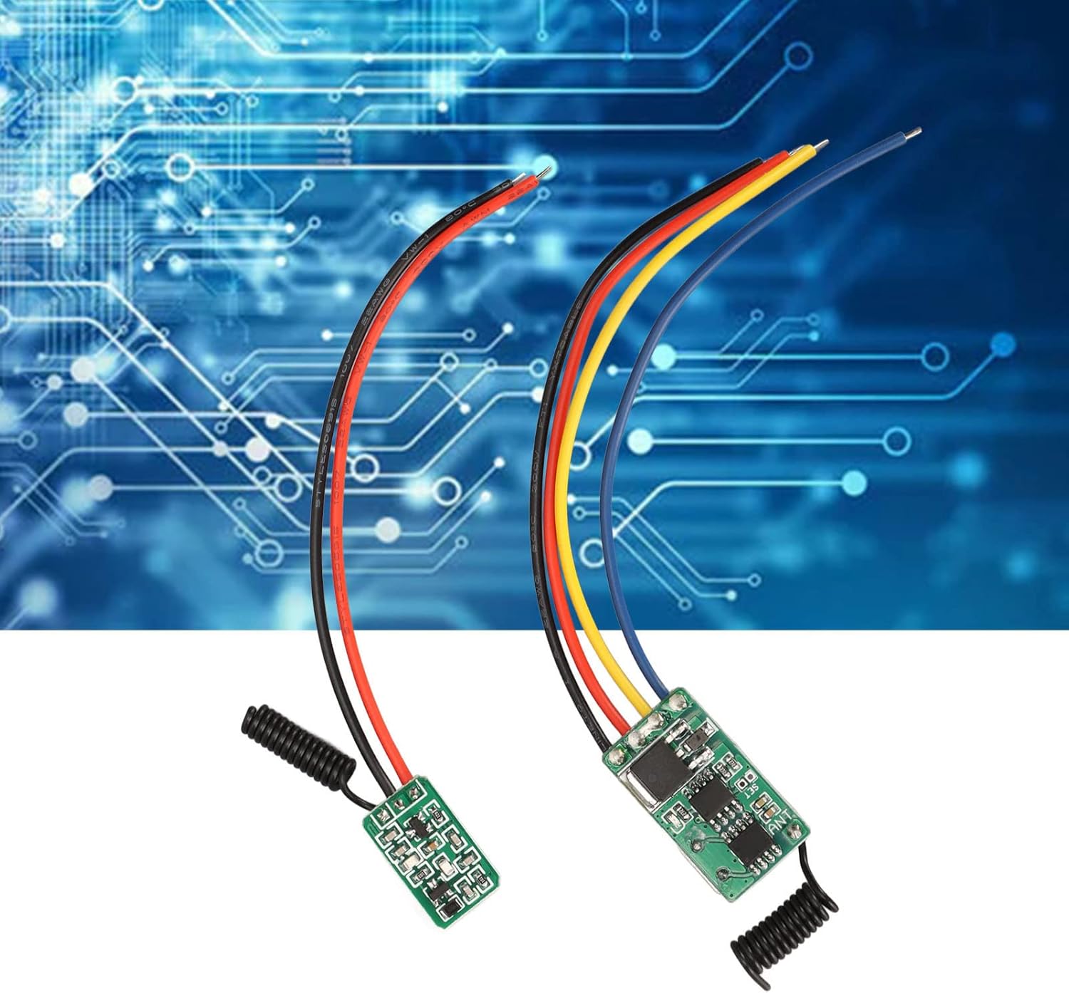 Image showing the receiver module's circuit board, highlighting the 'SET' pads for programming.