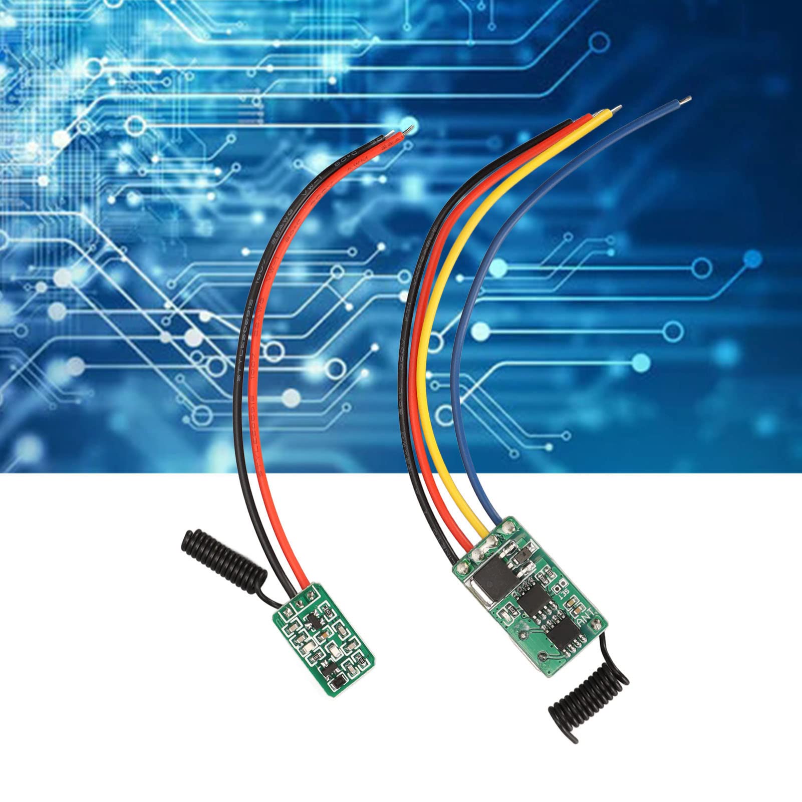 Jectse Commutateur de Télécommande RF 433 MHz, Récepteur DC6 V 36 V, émetteur DC5 V 24 V, Module Superhétérodyne PCB Miniature avec Haute sensibilité, pour Murs, Sols, Portes, Maison