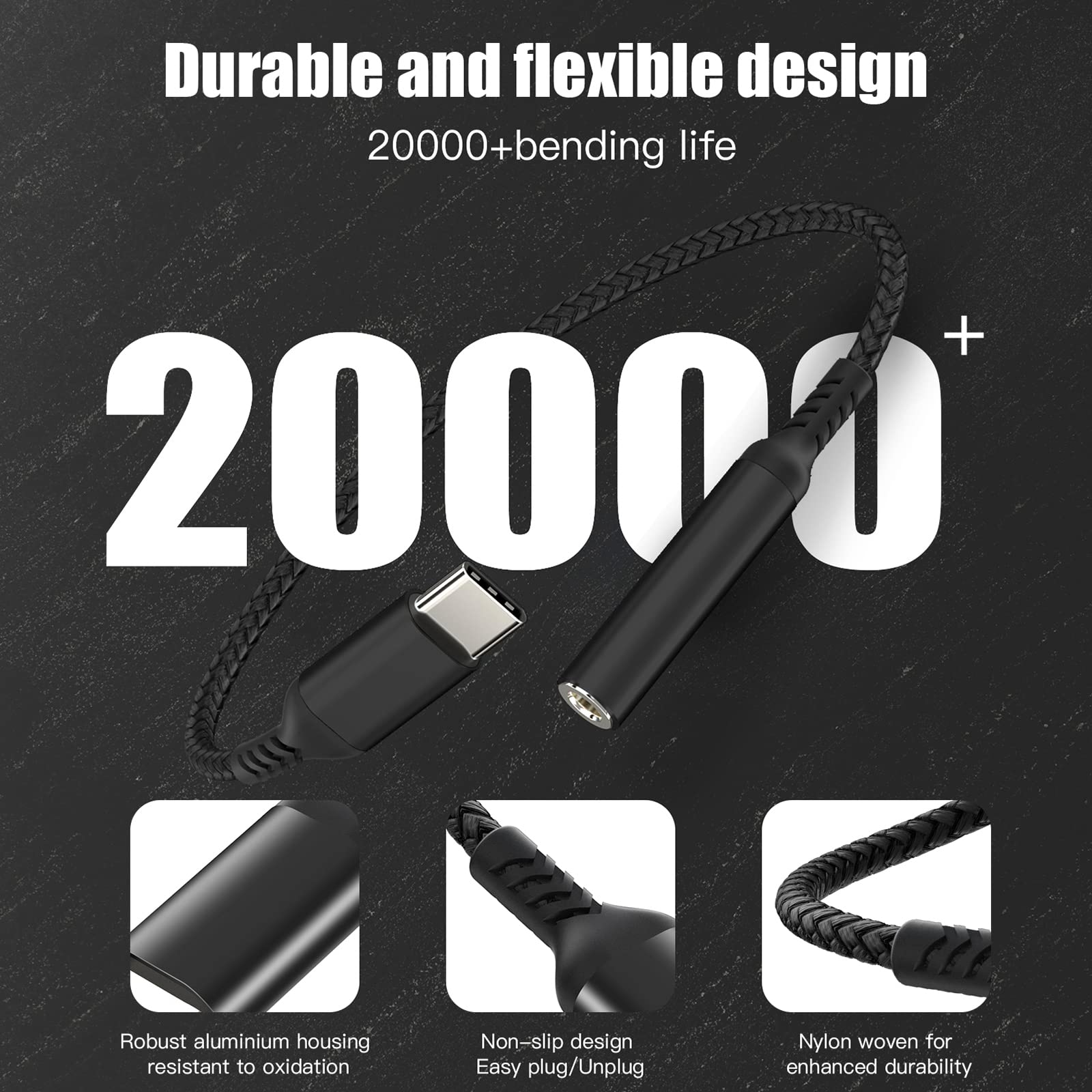 Adattatore Usb C Jack 3,5mm,Adattatore Jack Usb C Da 3.5mm,Adattatore Usb C Connettore Jack Per iPhone 17 Pro Max/17Pro/17/16/15 Samsung S24 S23 S22 Ultra Not 20 A53,Huawei P50/Pro Mate,ipad Pro Nero