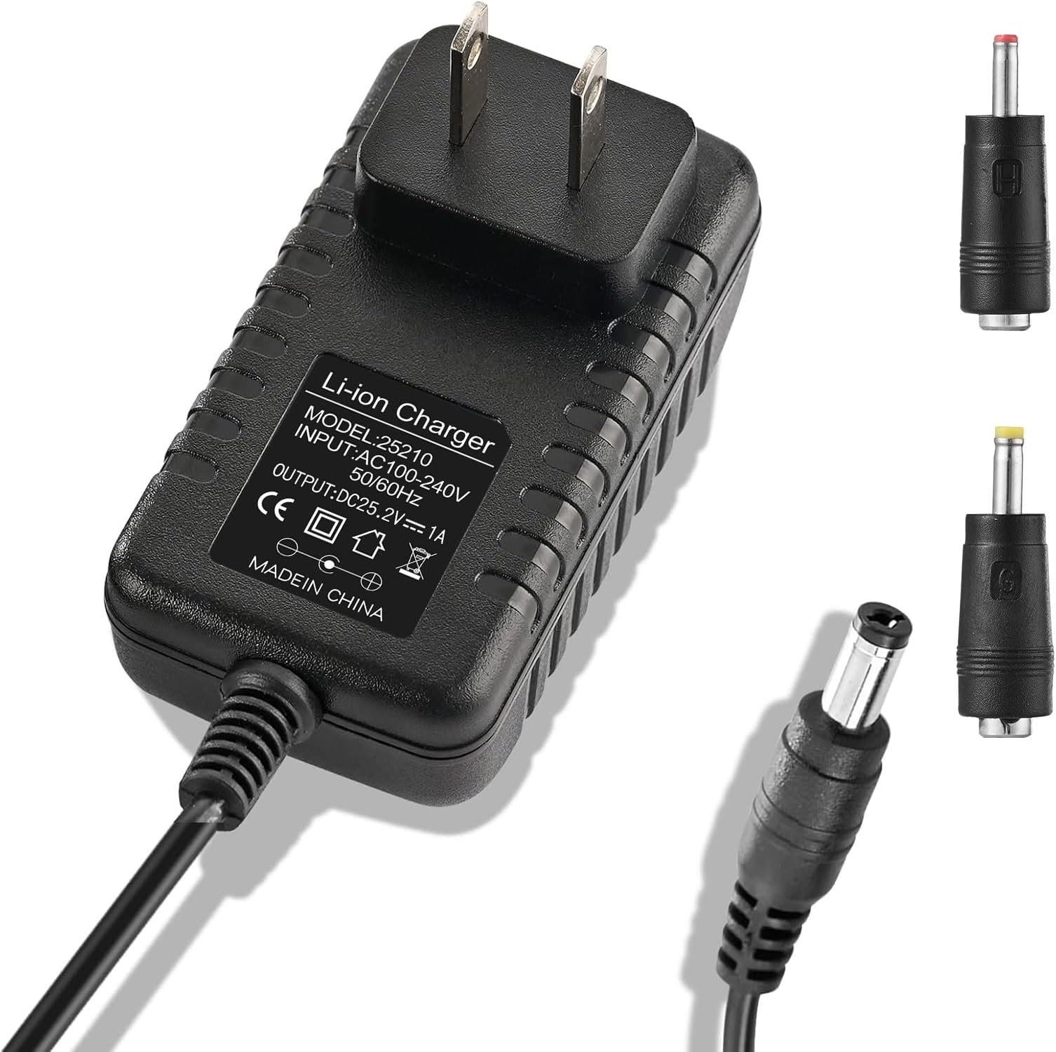 Massage Gun Charger 24V ~ 25.2V 1A, DC Barrel Connector, Black, 2m Cable, Wall Mount, 1 Count
